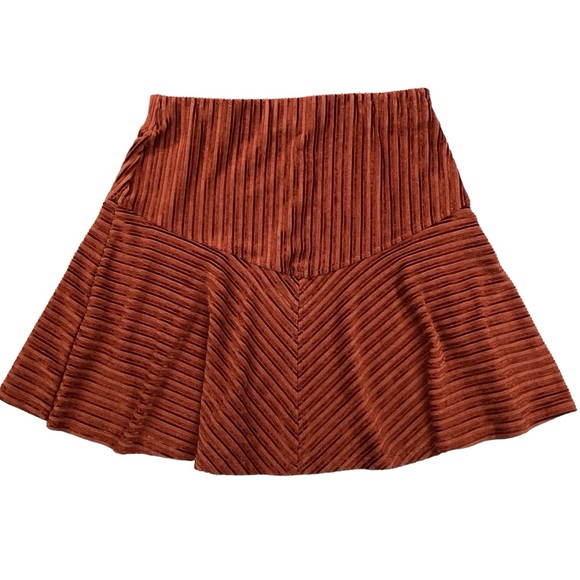 NWT Free People Camden Skirt Ginger Snap Velour Striped Skirt Orange - Picture 5 of 13